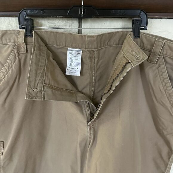 Carhartt Shorts Men’s 46 Beige Rugged Original Fit Carpenter Canvas Workwear - Picture 4 of 8